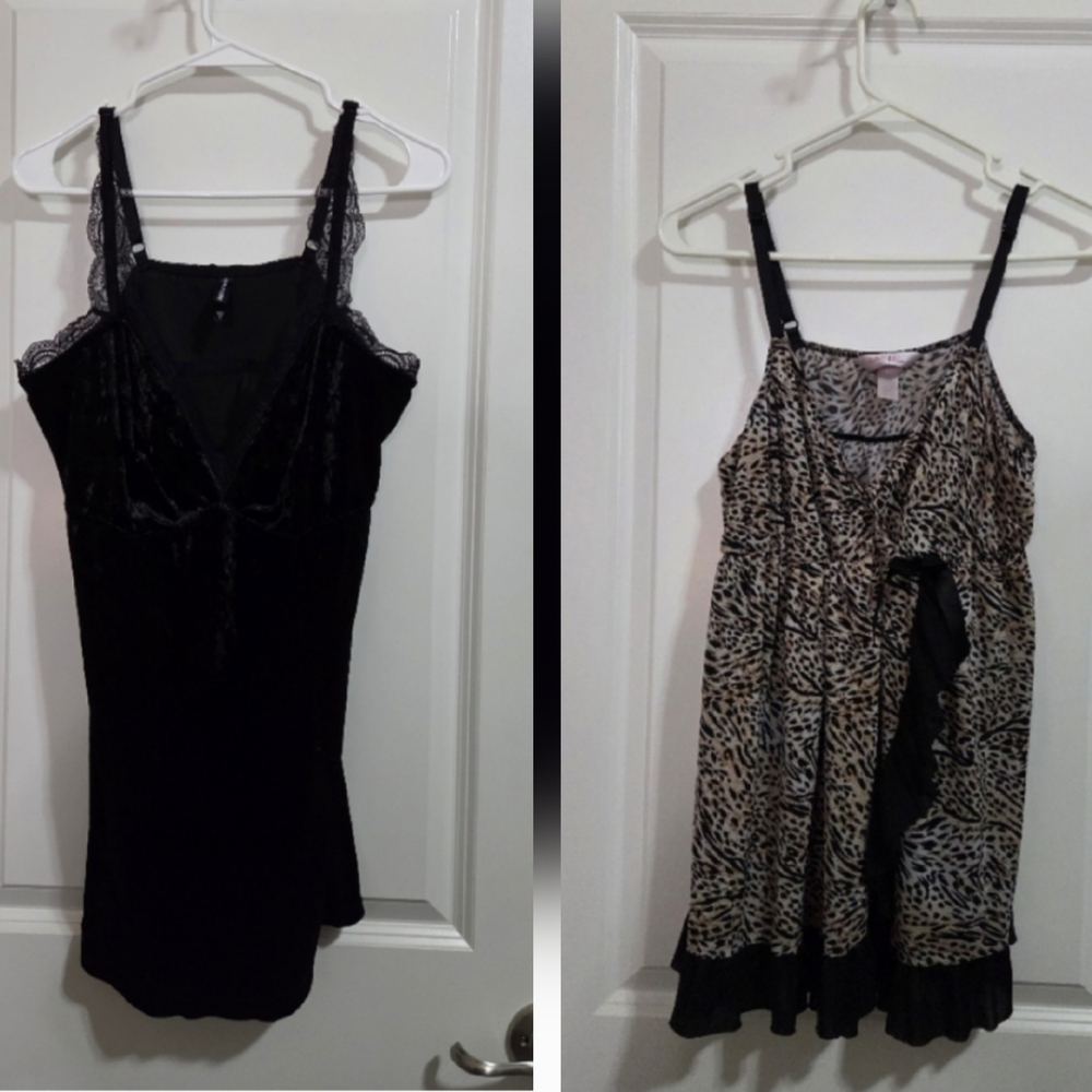 2 For $13 Torrid Black Lace & Velvet Babydoll & Cachique Leopard Print Lingerie